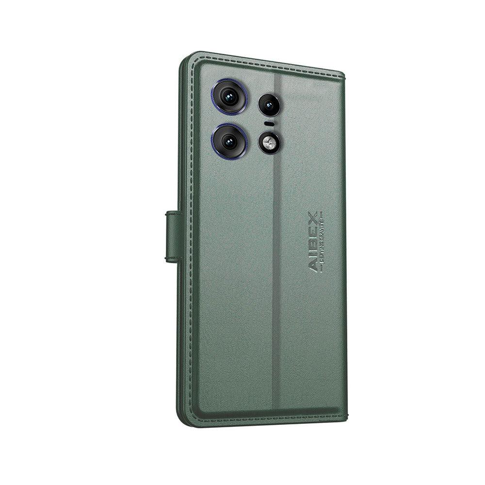 Motorola Edge 50 Pro Aibex PU Leather Flip Cover Foldable Stand & Pocket Magnetic Closure - Aibex