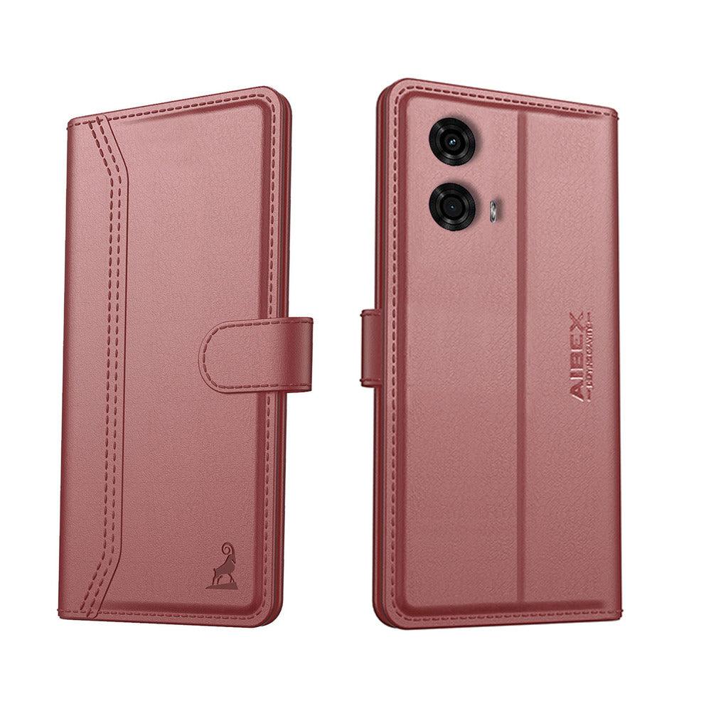 Motorola G45 5G Aibex PU Leather Flip Cover Foldable Stand & Pocket Magnetic Closure - Aibex