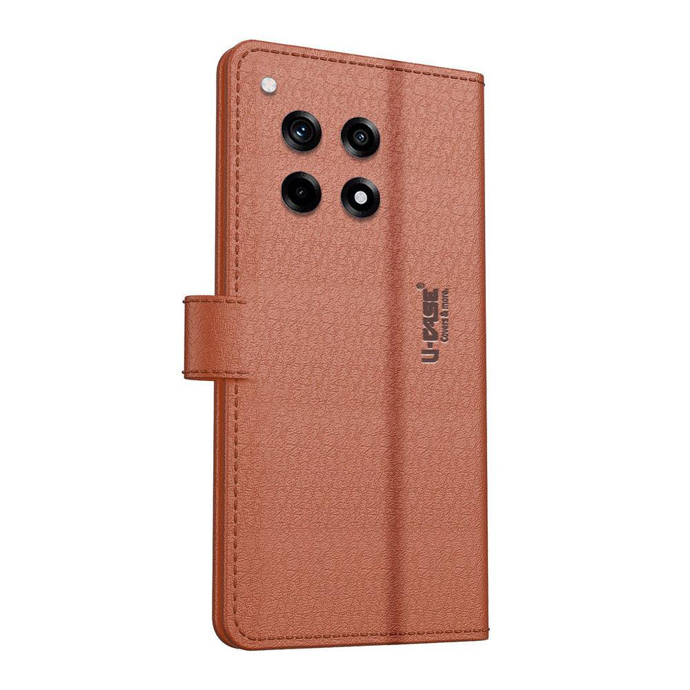 U-CASE Magnetic Flip Cover for ONEPLUS 12R 5G Vegan Foldable Stand & Pocket Magnetic Closure - Aibex