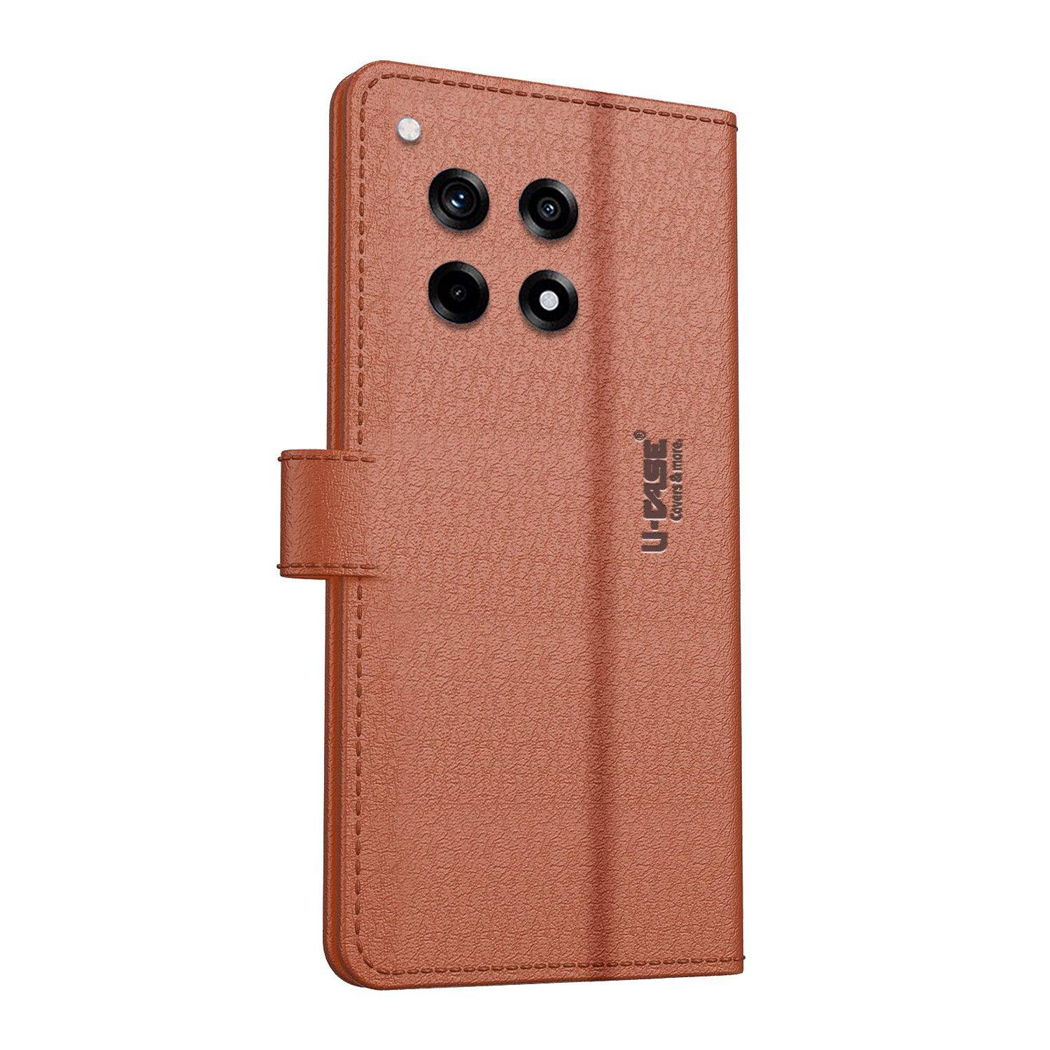 U-CASE Flip Cover for Oneplus 12 5G Vegan Foldable Stand & Pocket Magnetic Closure - Aibex