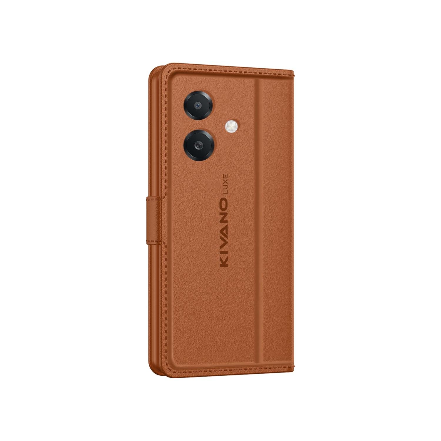 Leather Wallet Case for Oppo Rono 12 5G Stylish Flip Folio Cover with Card Holder, Stand -KIVANO LUXE - Aibex