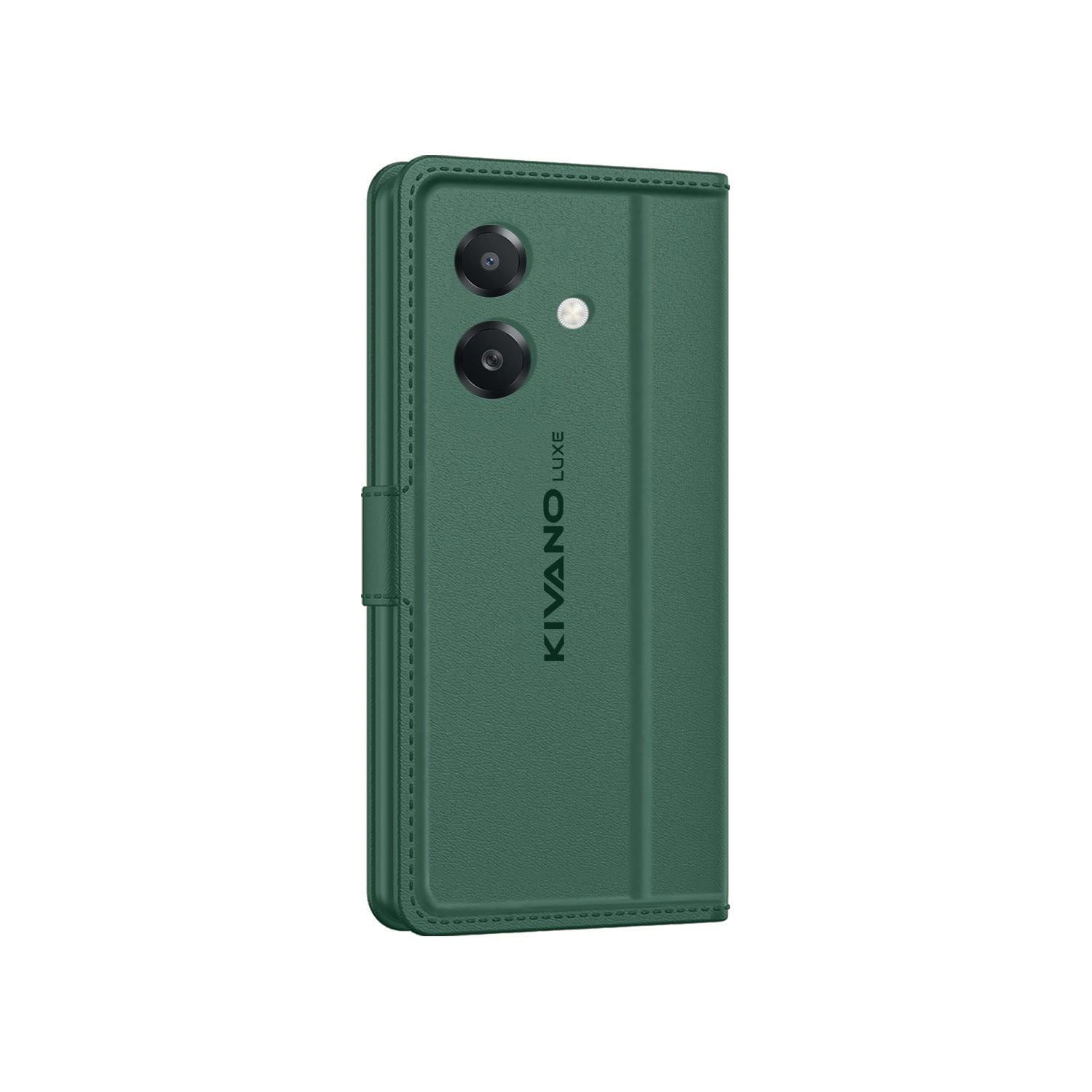 Leather Wallet Case for Oppo Rono 12 5G Stylish Flip Folio Cover with Card Holder, Stand -KIVANO LUXE - Aibex