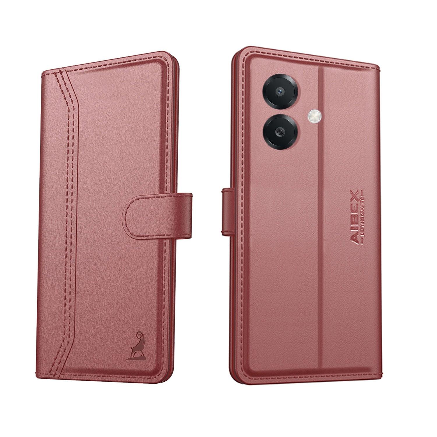 Oppo Oppo A3 5G Aibex PU Leather Flip Cover Foldable Stand & Pocket Magnetic Closure - Aibex