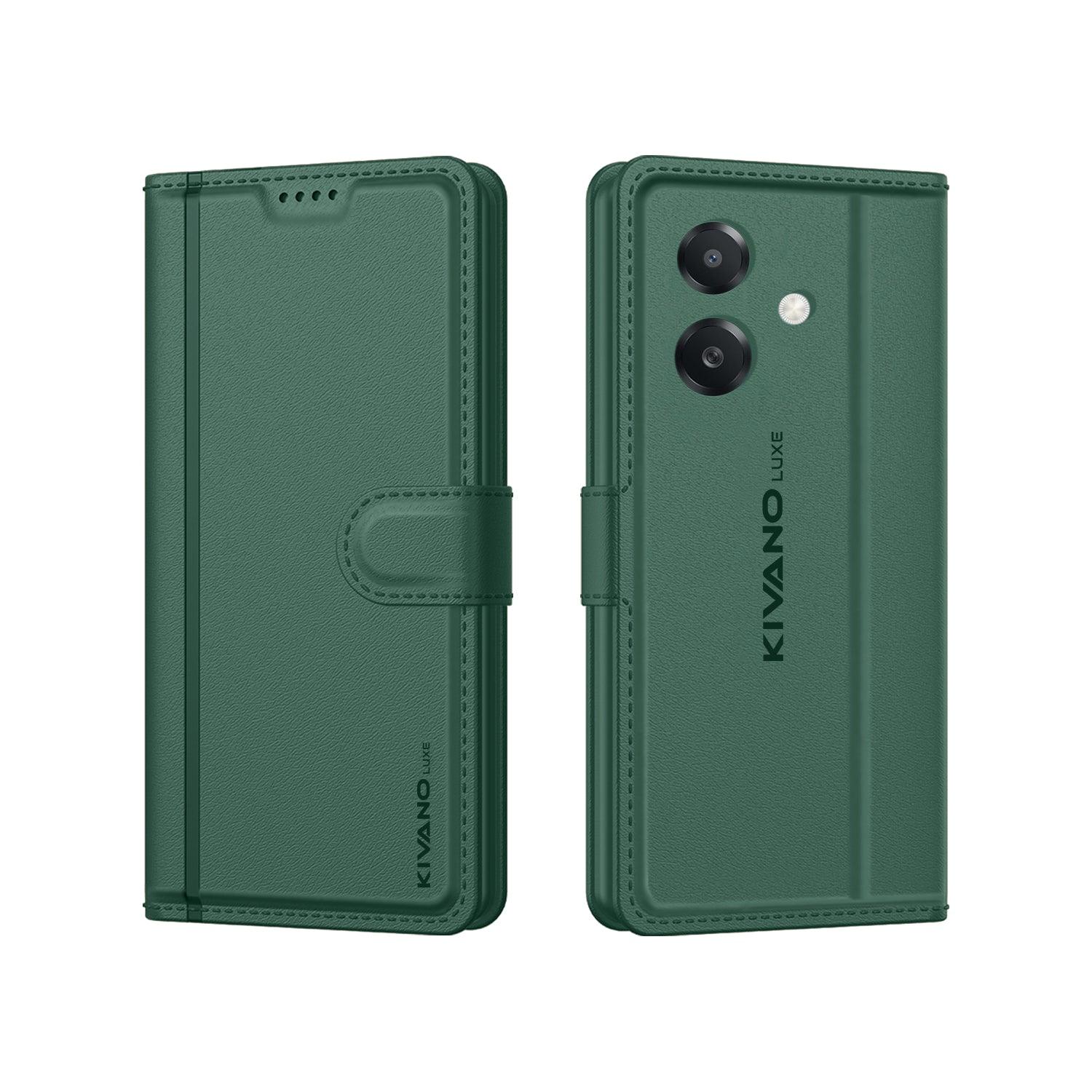 Leather Wallet Case for Oppo Rono 12 5G Stylish Flip Folio Cover with Card Holder, Stand -KIVANO LUXE - Aibex