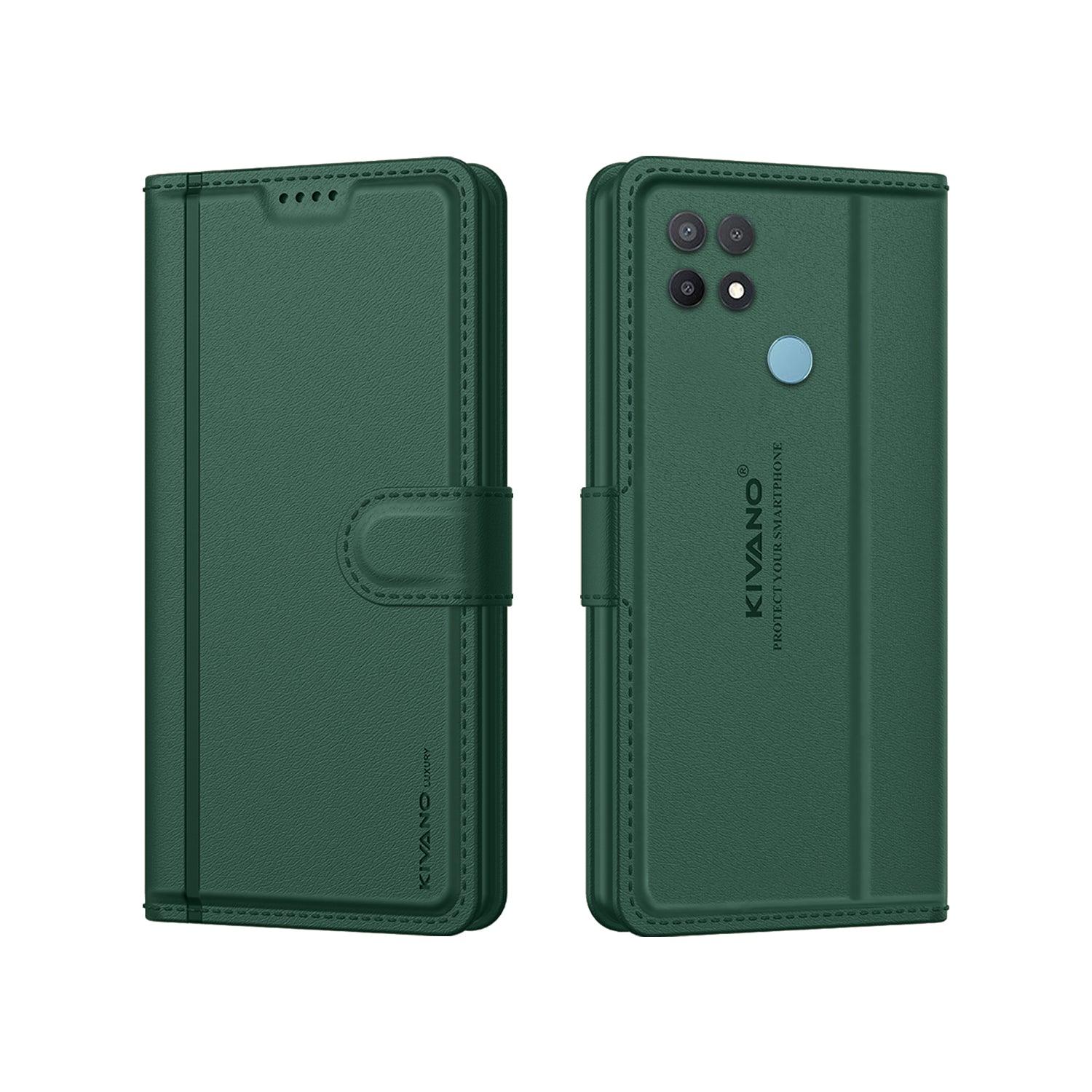 Leather Wallet Case for Oppo A15 / Oppo A15s ?Stylish Flip Folio Cover with Card Holder, Stand-KIVANO LUXE - Aibex