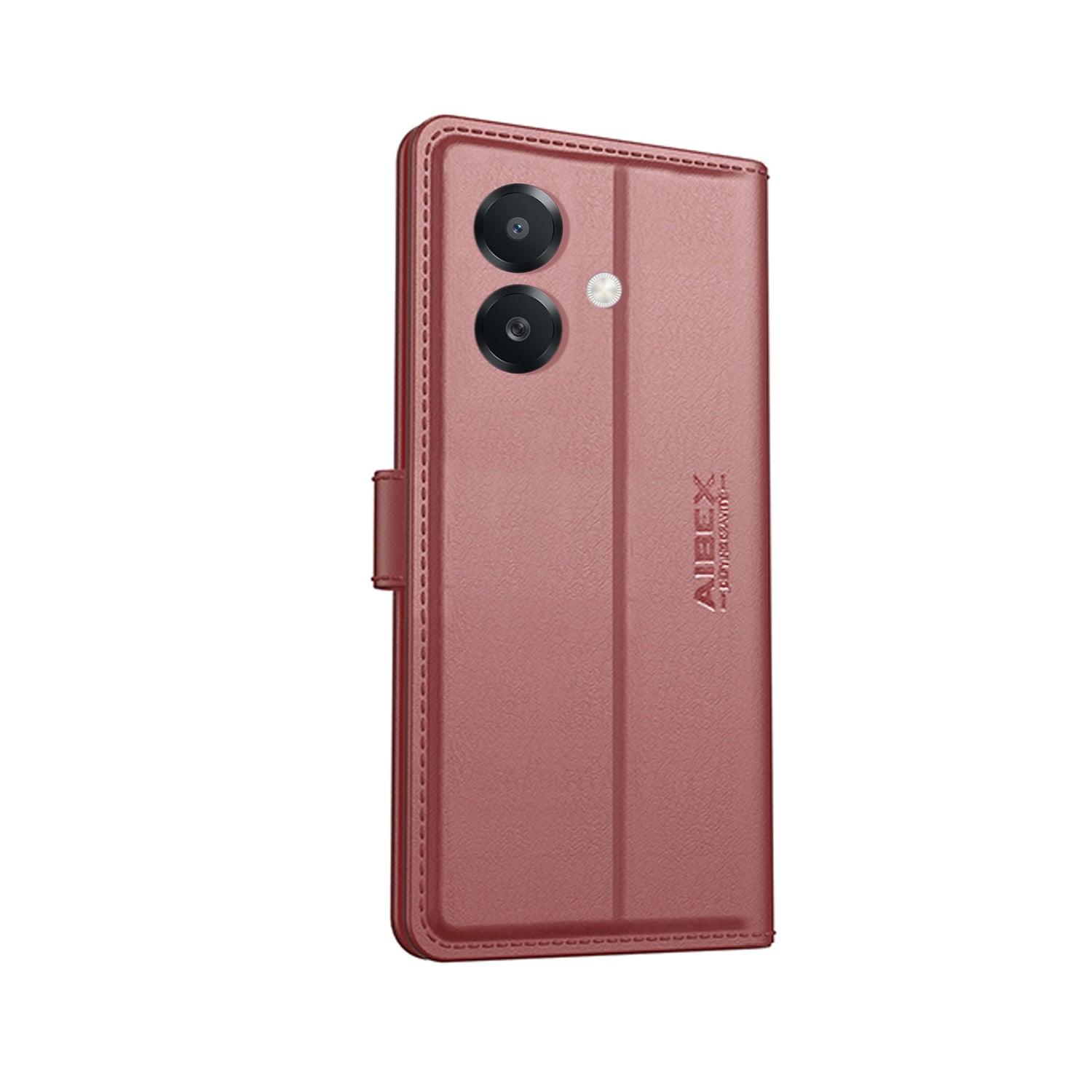 Oppo Oppo A3 5G Aibex PU Leather Flip Cover Foldable Stand & Pocket Magnetic Closure - Aibex