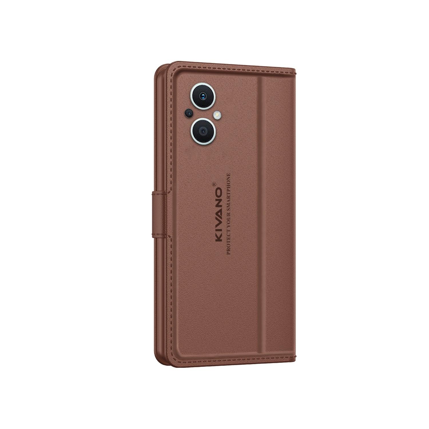 Leather Wallet Case for Oppo F21 Pro 5G / Oppo F21s Pro 5G ?Stylish Flip Folio Cover with Card Holder, Stand -KIVANO LUXE - Aibex