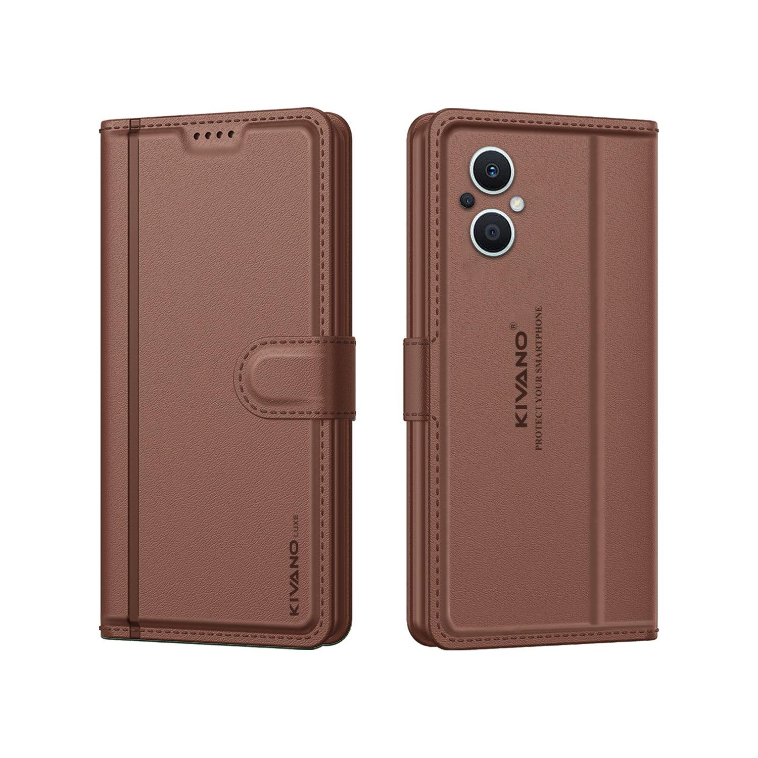 Leather Wallet Case for Oppo F21 Pro 5G / Oppo F21s Pro 5G ?Stylish Flip Folio Cover with Card Holder, Stand -KIVANO LUXE - Aibex