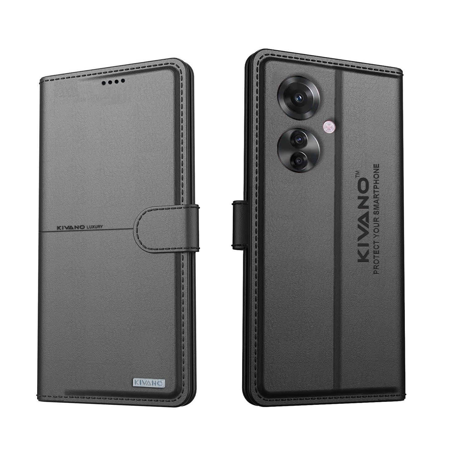 KIVANO Compatible with Oppo F25 Pro Flip Cover | Leather Finish | Inside Pockets & Inbuilt Stand | Shockproof Wallet Style Magnetic Closure Back Cover Case - Aibex