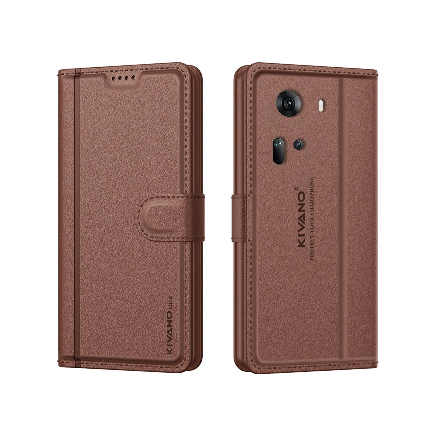Leather Wallet Case for Oppo Reno 11 5G ?Stylish Flip Folio Cover with Card Holder, Stand -KIVANO LUXE - Aibex