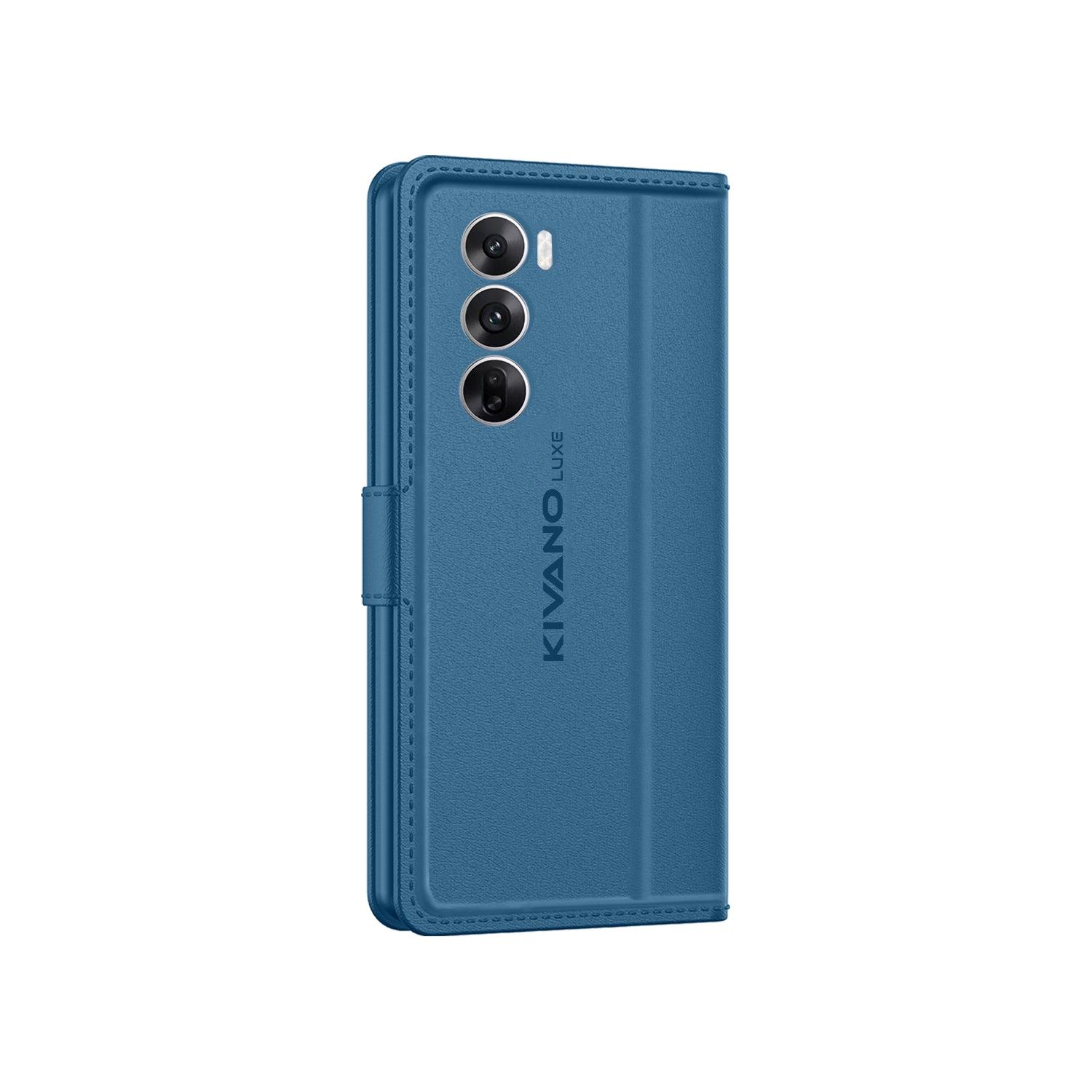 Leather Wallet Case for Oppo Reno 12 5G Stylish Flip Folio Cover with Card Holder, Stand -KIVANO LUXE - Aibex