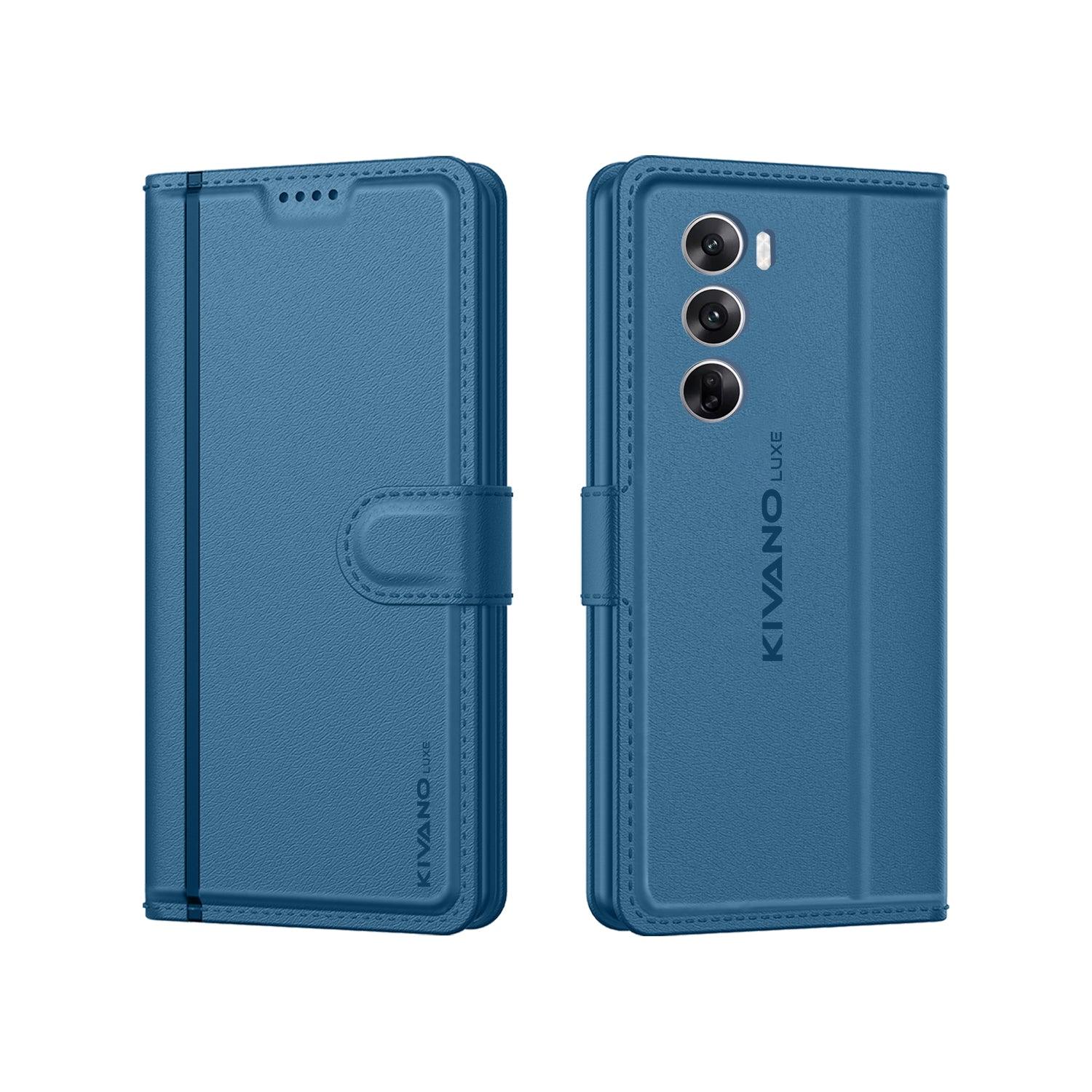 Leather Wallet Case for Oppo Reno 12 Pro 5G Stylish Flip Cover with Card Holder, Stand -KIVANO LUXE - Aibex