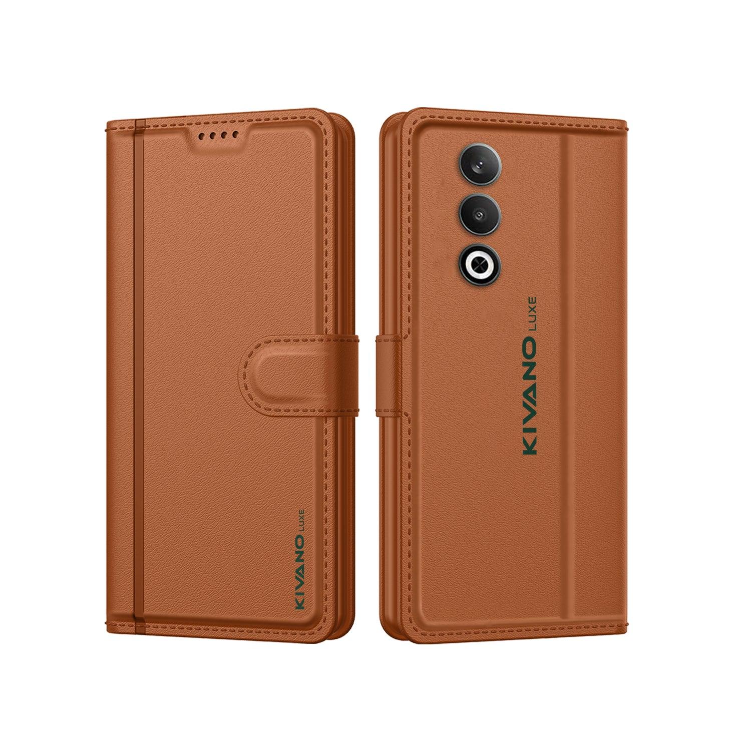 Leather Wallet Case for Oneplus Nord CE 4 Stylish Flip Folio Cover with Card Holder, Stand -KIVANO LUXE - Aibex