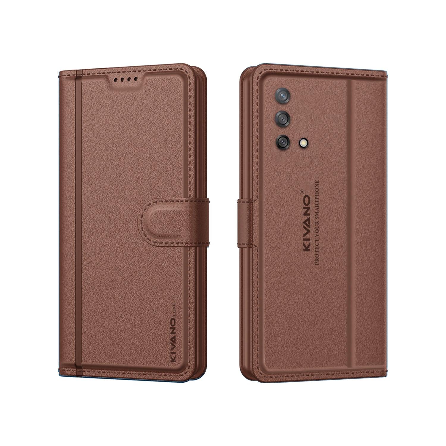 Leather Wallet Case for Oppo F19 / Oppo F19s ?Stylish Flip Folio Cover with Card Holder, Stand -KIVANO LUXE - Aibex