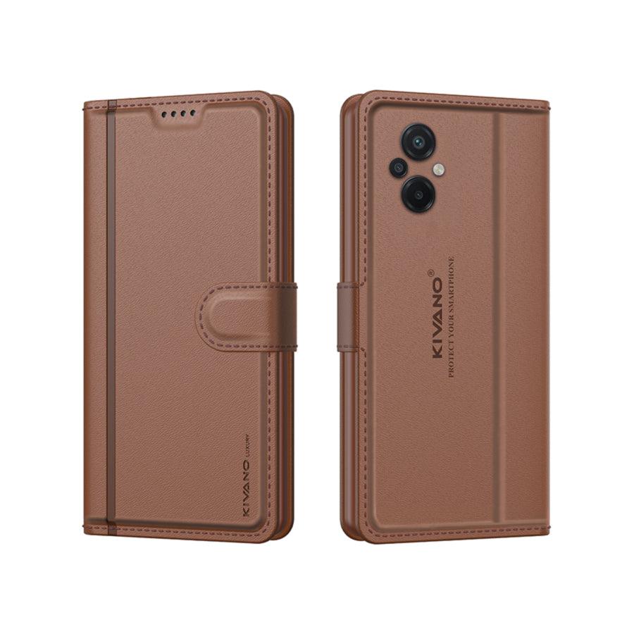 Leather Wallet Case for Xiaomi Poco M5 ?Stylish Flip Folio Cover with Card Holder, Stand, Ideal for Both Men and Women -KIVANO LUXE - Aibex