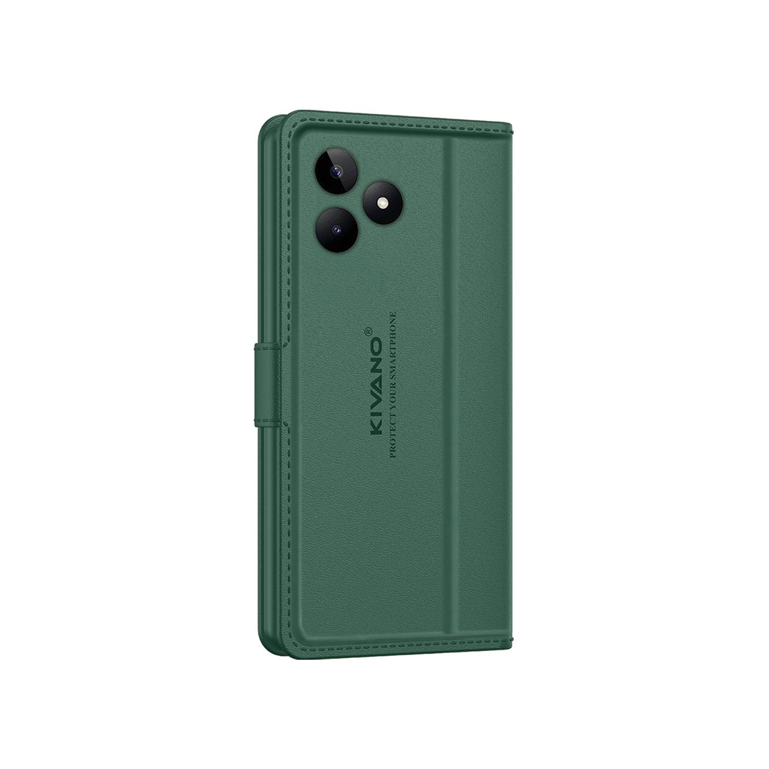 Leather Wallet Case for Realme Narzo N53/ Realme C53 / Realme C51 ?Stylish Flip Folio Cover with Card Holder, Stand -KIVANO LUXE - Aibex