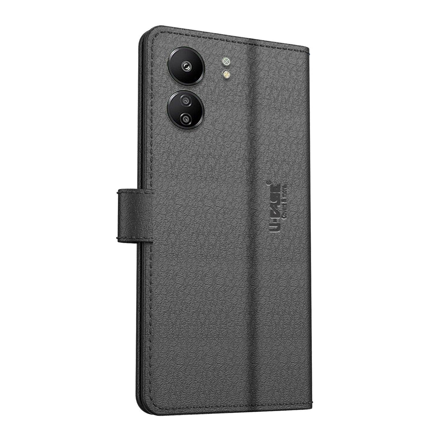 U-CASE Flip Cover for Poco m6 plus Vegan Foldable Stand & Pocket Magnetic Closure - Aibex