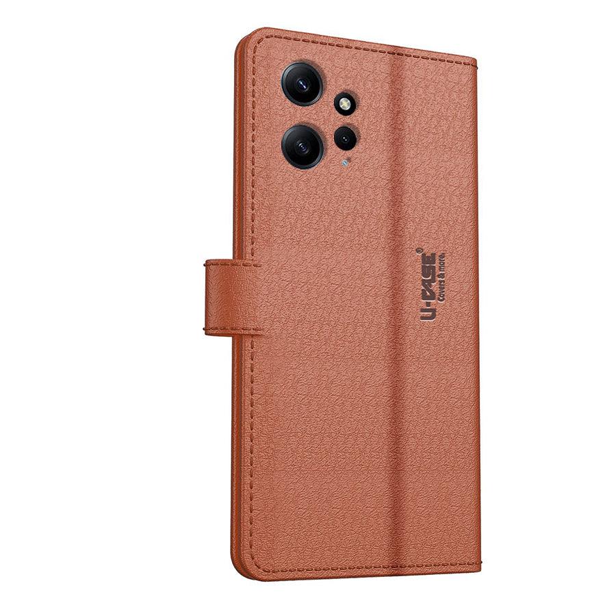 U-CASE Flip Cover for Redmi Note 12 4G Vegan Foldable Stand & Pocket Magnetic Closure - Aibex