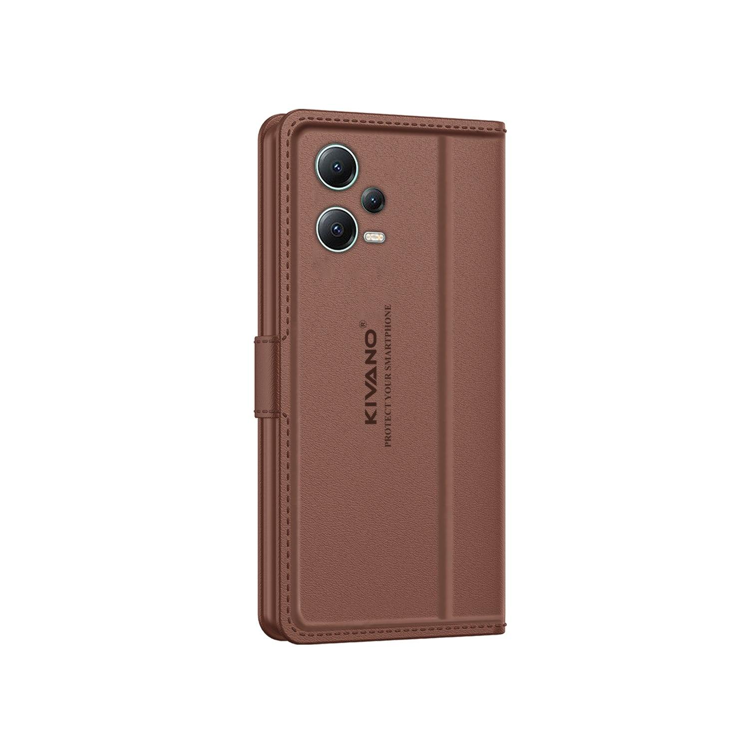 Leather Wallet Case for Xiaomi Redmi Note 12 Pro 5G ?Stylish Flip Folio Cover with Card Holder, Stand -KIVANO LUXE - Aibex