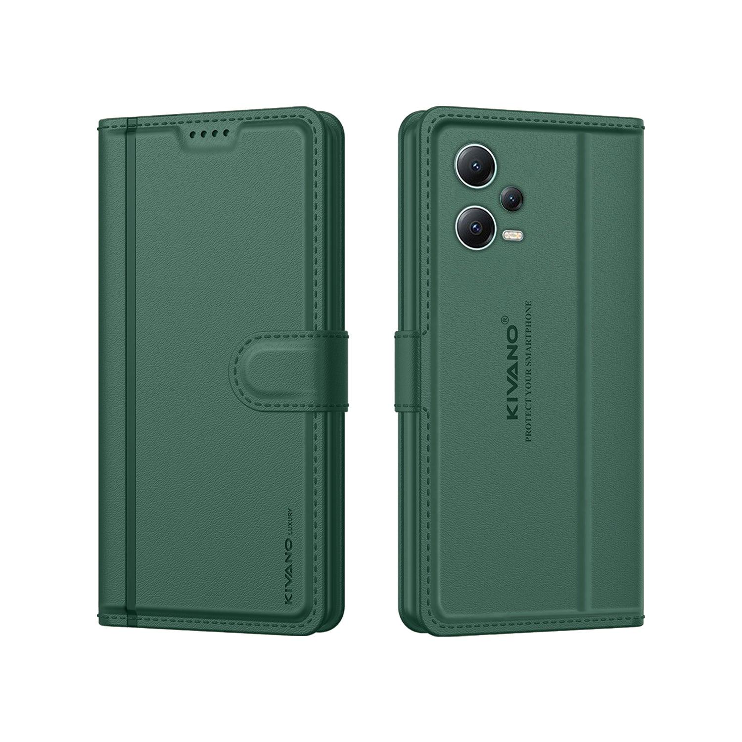 Leather Wallet Case for Xiaomi Redmi Note 12 5G / Poco X5 5G ?Stylish Flip Folio Cover with Card Holder, Stand,-KIVANO LUXE - Aibex