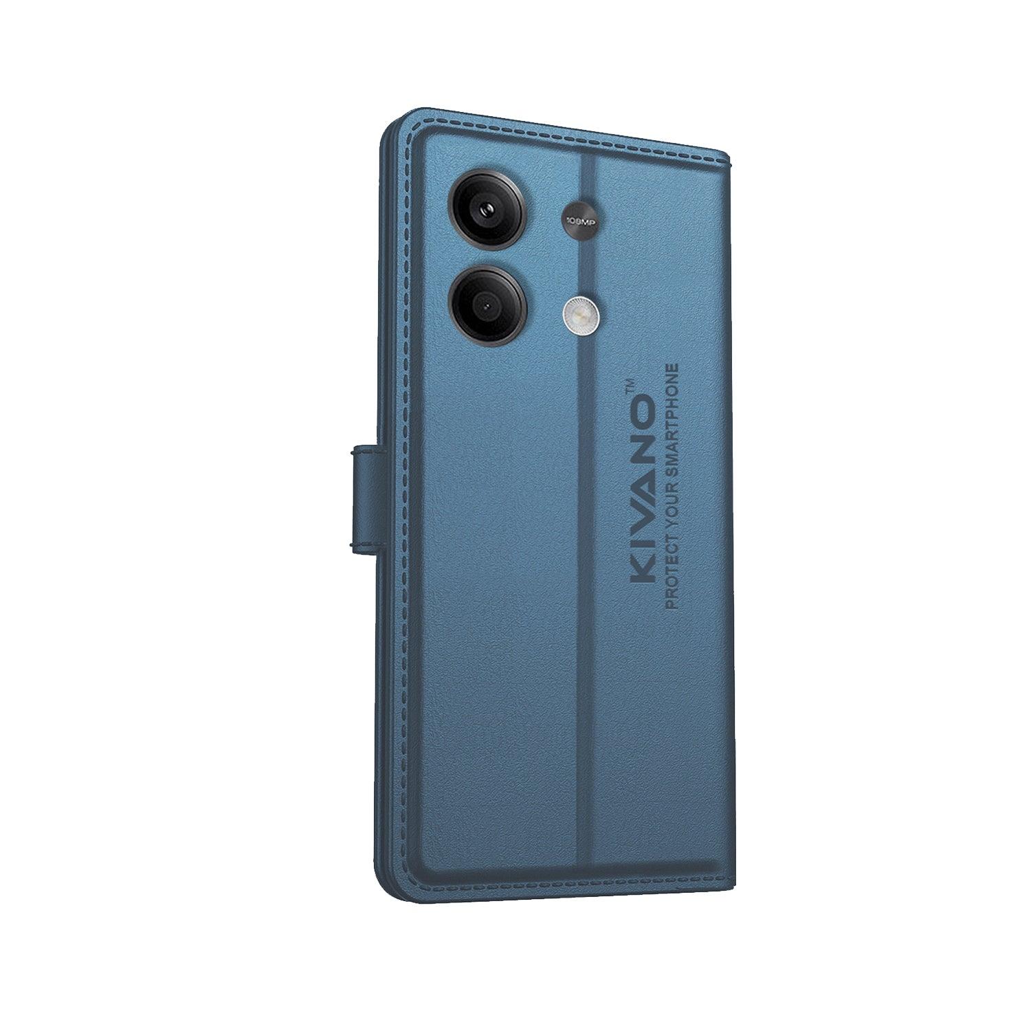 KIVANO Compatible with Redmi Note 13 Pro Flip Cover | Leather Finish | Inside Pockets & Inbuilt Stand | Shockproof Wallet Style Magnetic Closure Back Cover Case - Aibex