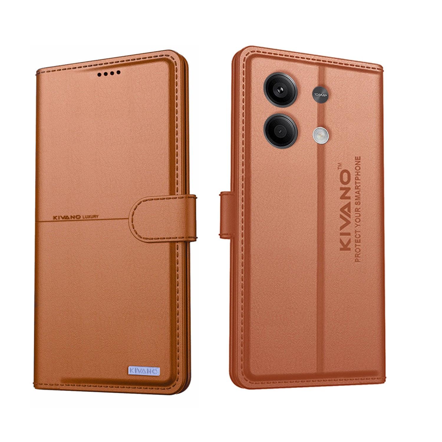 KIVANO Compatible with Redmi Note 13 Pro Flip Cover | Leather Finish | Inside Pockets & Inbuilt Stand | Shockproof Wallet Style Magnetic Closure Back Cover Case - Aibex