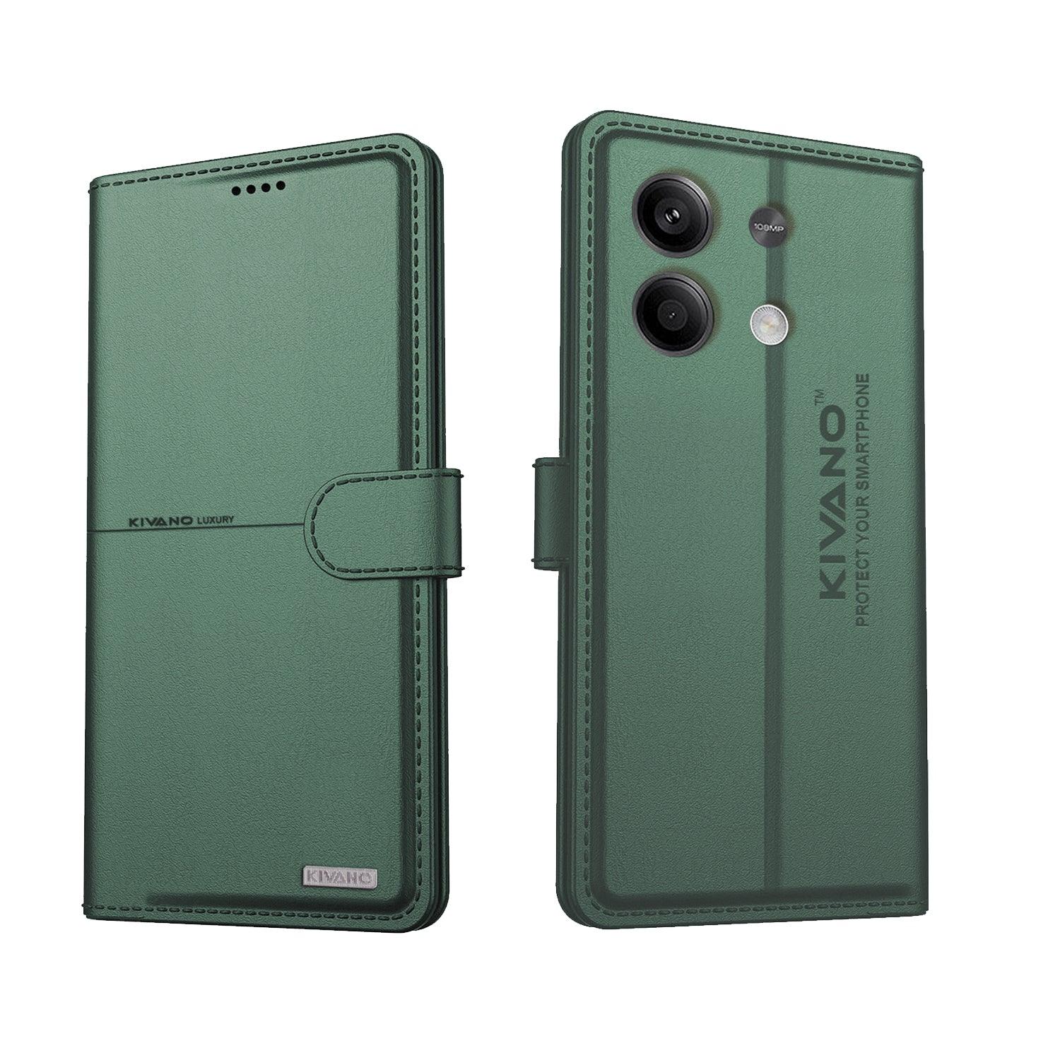 KIVANO Compatible with Redmi Note 13 Pro Flip Cover | Leather Finish | Inside Pockets & Inbuilt Stand | Shockproof Wallet Style Magnetic Closure Back Cover Case - Aibex