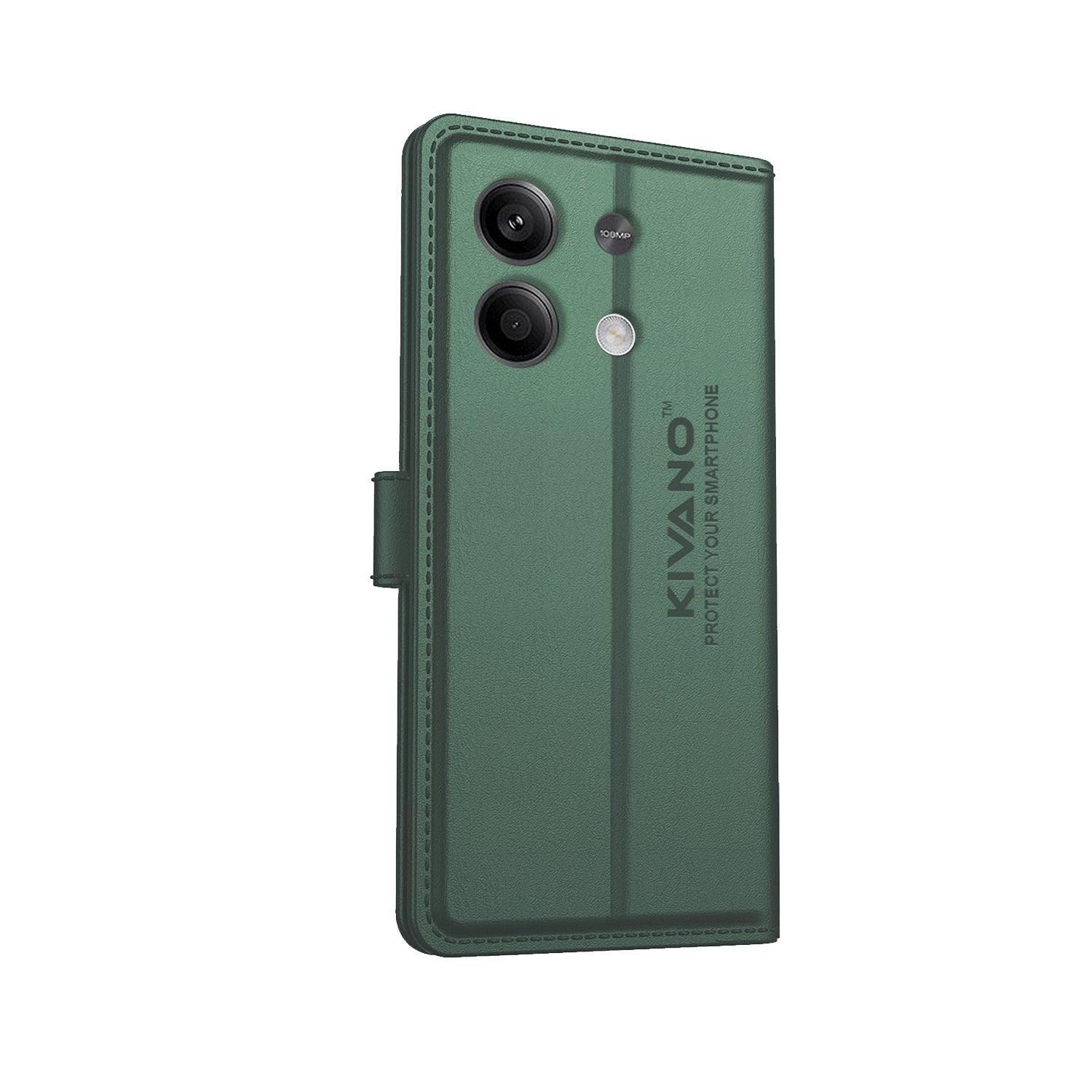 KIVANO Compatible with Redmi Note 13 Pro Flip Cover | Leather Finish | Inside Pockets & Inbuilt Stand | Shockproof Wallet Style Magnetic Closure Back Cover Case - Aibex