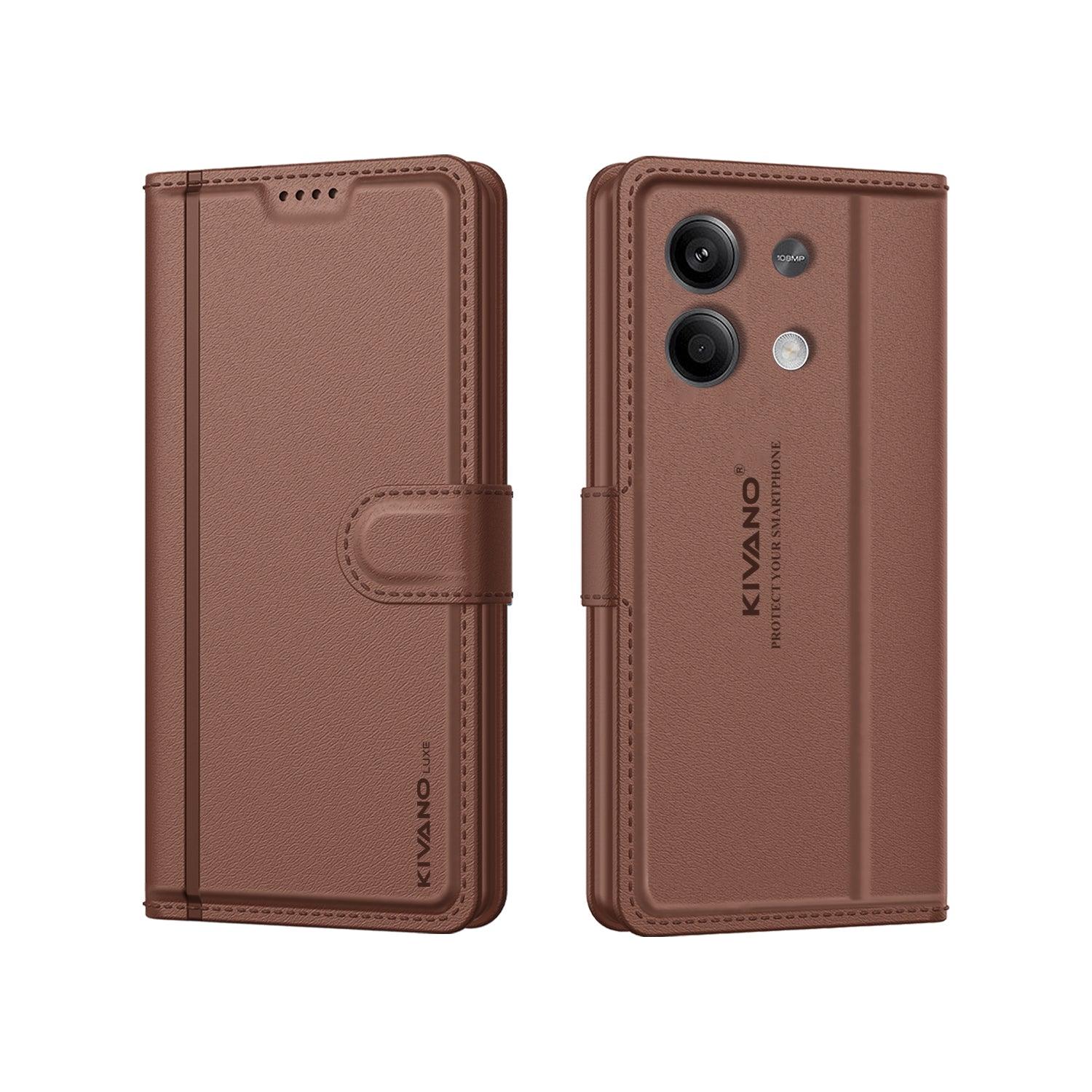 Leather Wallet Case for Xiaomi Redmi Note 13 Pro Plus 5G Stylish Flip Folio Cover with Card Holder, Stand, and RFID Protection -KIVANO LUXE - Aibex