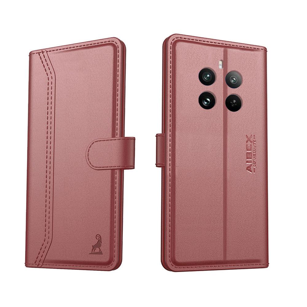 Realme 12 plus 5g Aibex PU Leather Flip Cover Foldable Stand & Pocket Magnetic Closure - Aibex