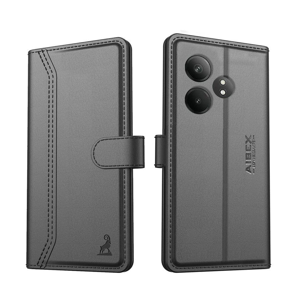 Realme Gt 6T 5G Aibex PU Leather Flip Cover Foldable Stand & Pocket Magnetic Closure - Aibex