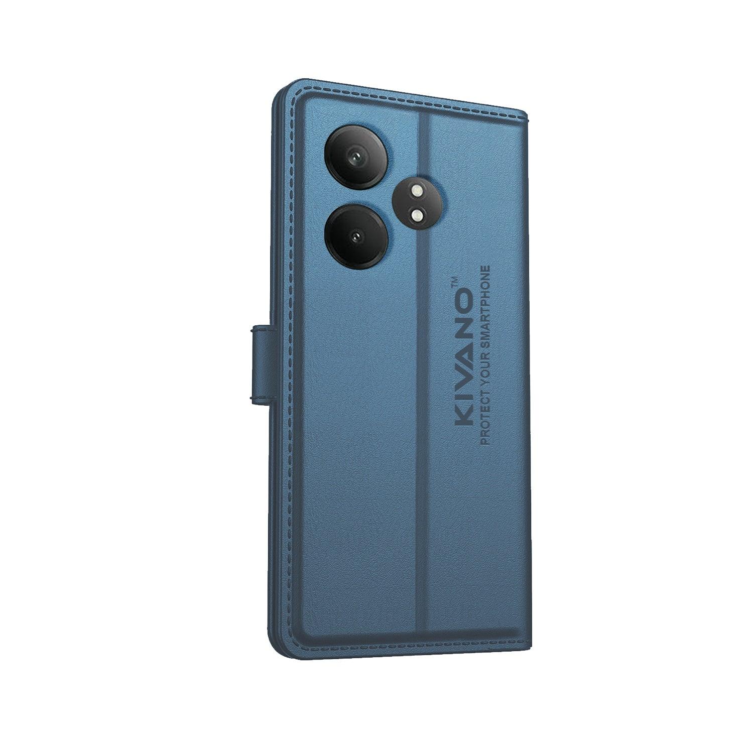 KIVANO Compatible with Realme GT 6T 5g Flip Cover | Leather Finish | Inside Pockets & Inbuilt Stand | Shockproof Wallet Style Magnetic Closure Back Cover Case - Aibex