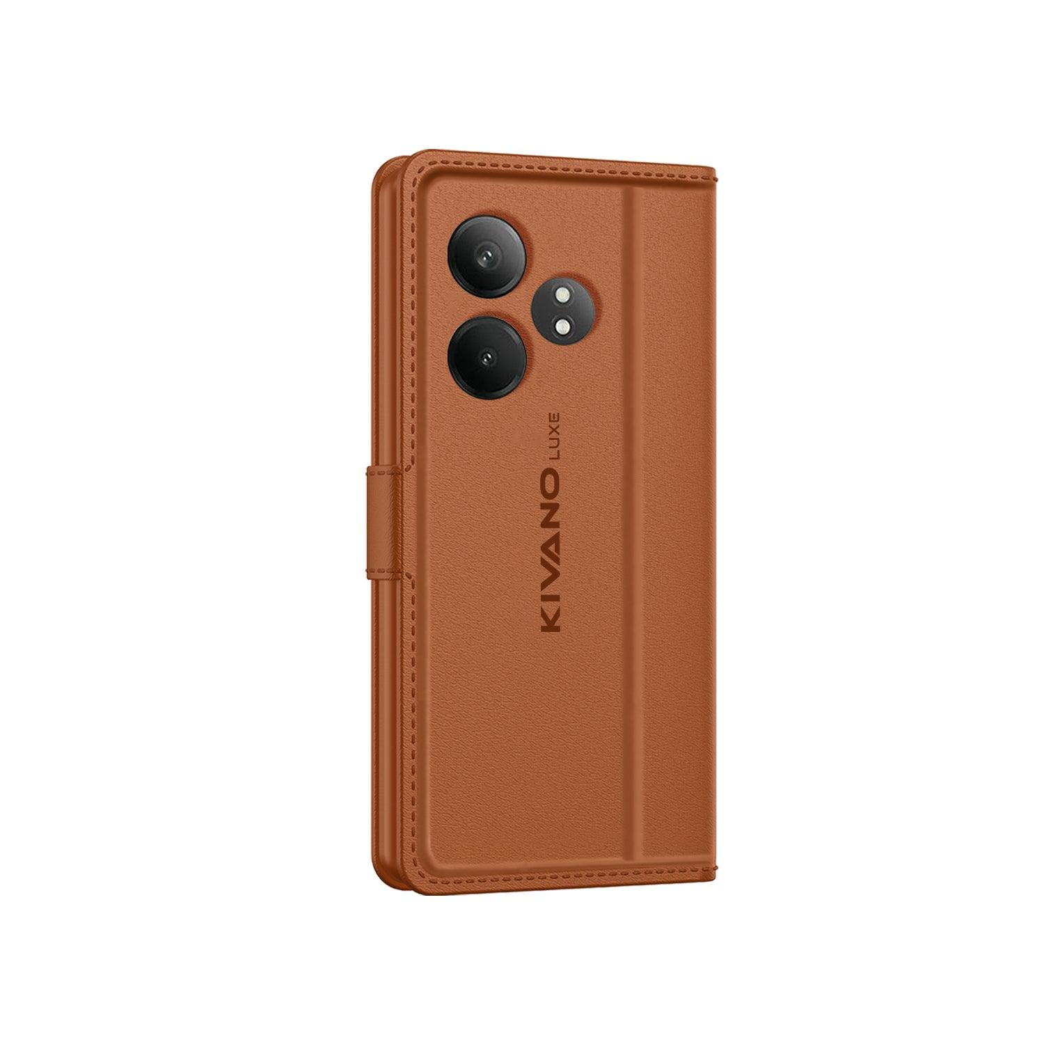 Leather Wallet Case for Realme GT 6T 5G ?Stylish Flip Cover with Card Holder, Stand -KIVANO LUXE - Aibex