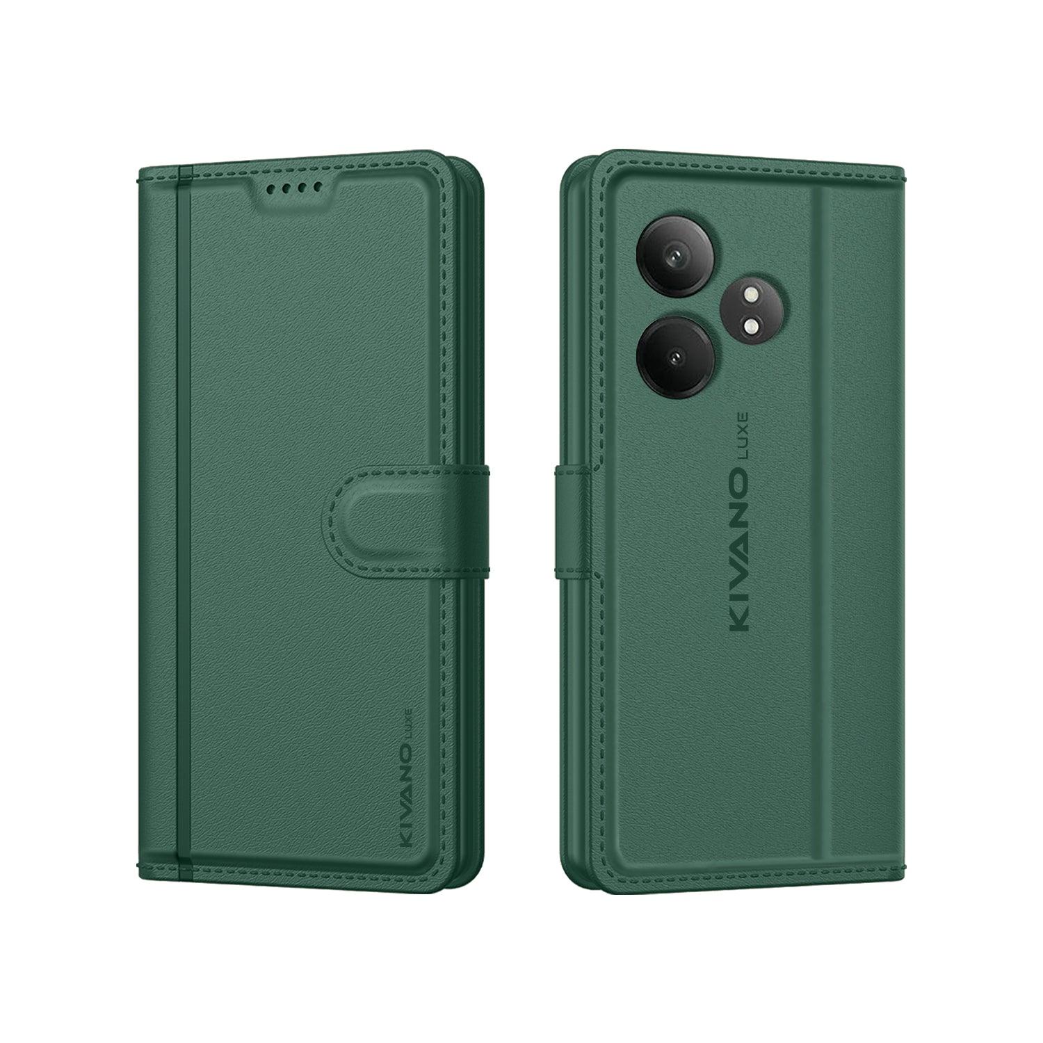 Leather Wallet Case for Realme GT 6T 5G ?Stylish Flip Cover with Card Holder, Stand -KIVANO LUXE - Aibex