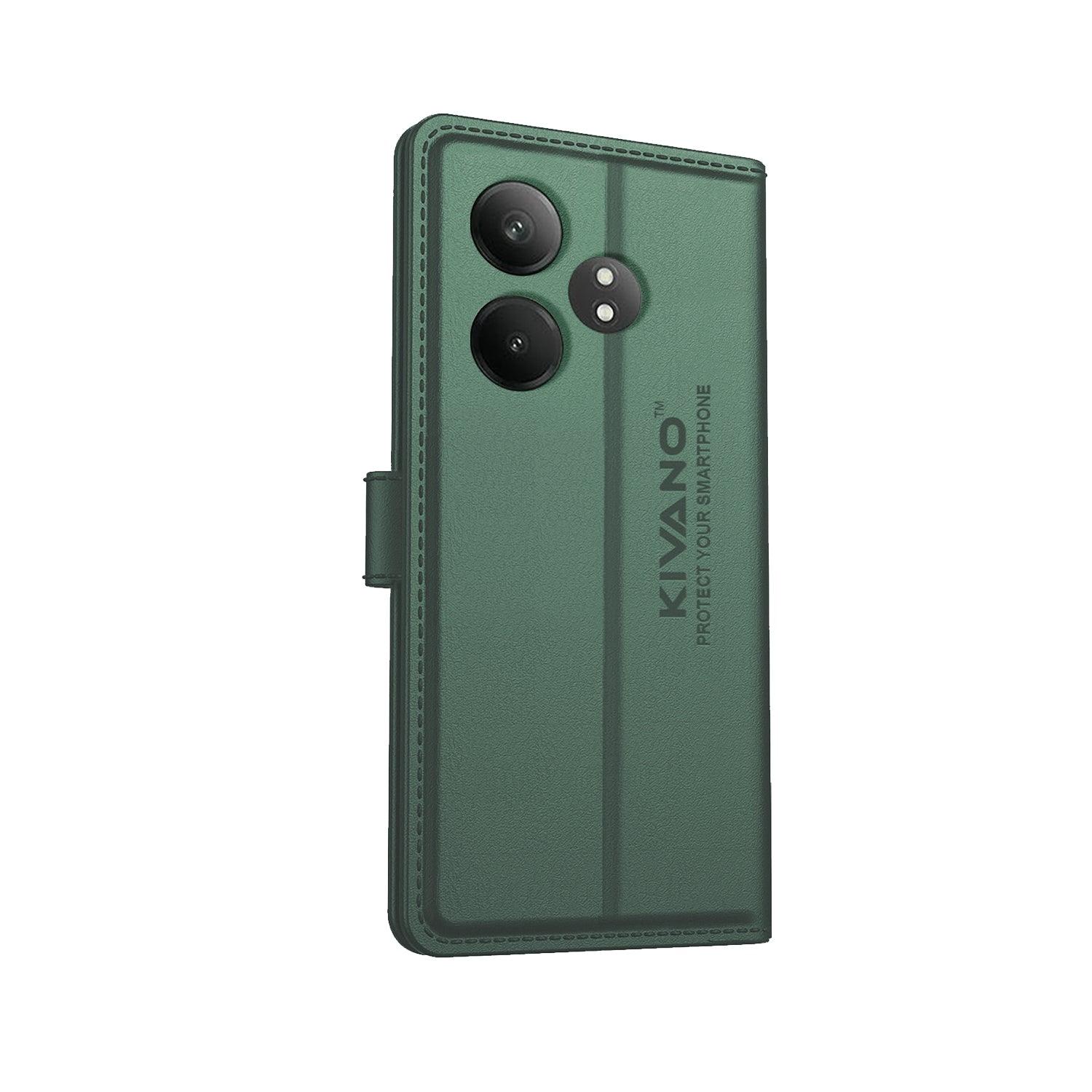 KIVANO Compatible with Realme GT 6T 5g Flip Cover | Leather Finish | Inside Pockets & Inbuilt Stand | Shockproof Wallet Style Magnetic Closure Back Cover Case - Aibex