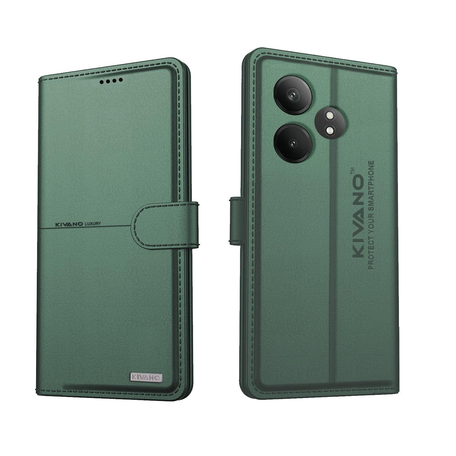 KIVANO Compatible with Realme GT 6T 5g Flip Cover | Leather Finish | Inside Pockets & Inbuilt Stand | Shockproof Wallet Style Magnetic Closure Back Cover Case - Aibex