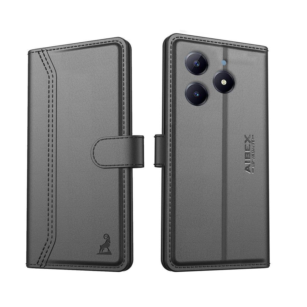 Realme Narzo N63 5g Aibex PU Leather Flip Cover Foldable Stand & Pocket Magnetic Closure - Aibex