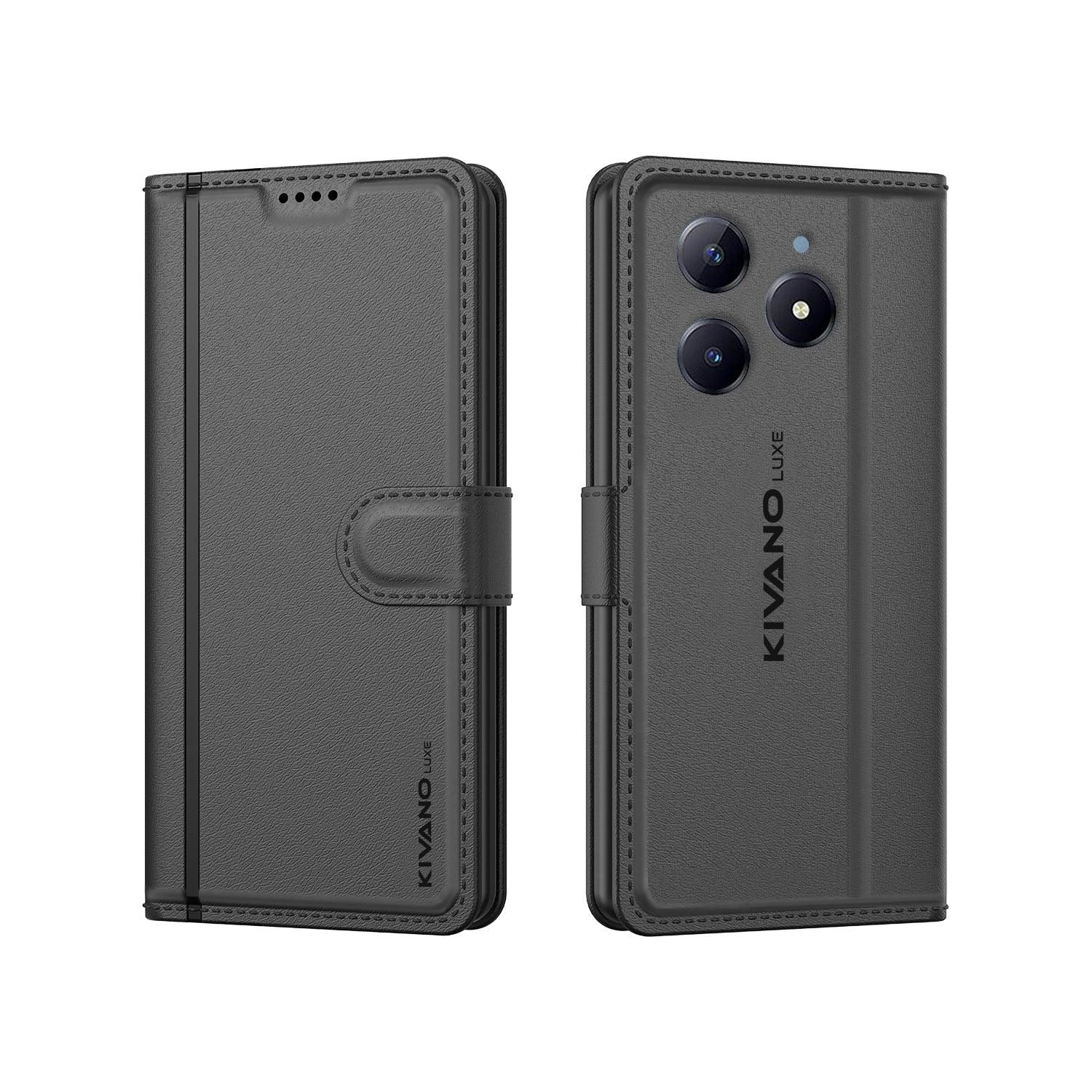 Leather Wallet Case for Realme Narzo N63 5g ?Stylish Flip Folio Cover with Card Holder, Stand -KIVANO LUXE - Aibex