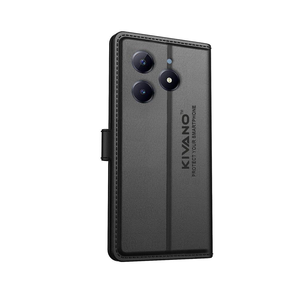 KIVANO Compatible with Realme Narzo N63 5G Flip Cover | Leather Finish | Inside Pockets & Inbuilt Stand | Shockproof Wallet Style Magnetic Closure Back Cover Case - Aibex