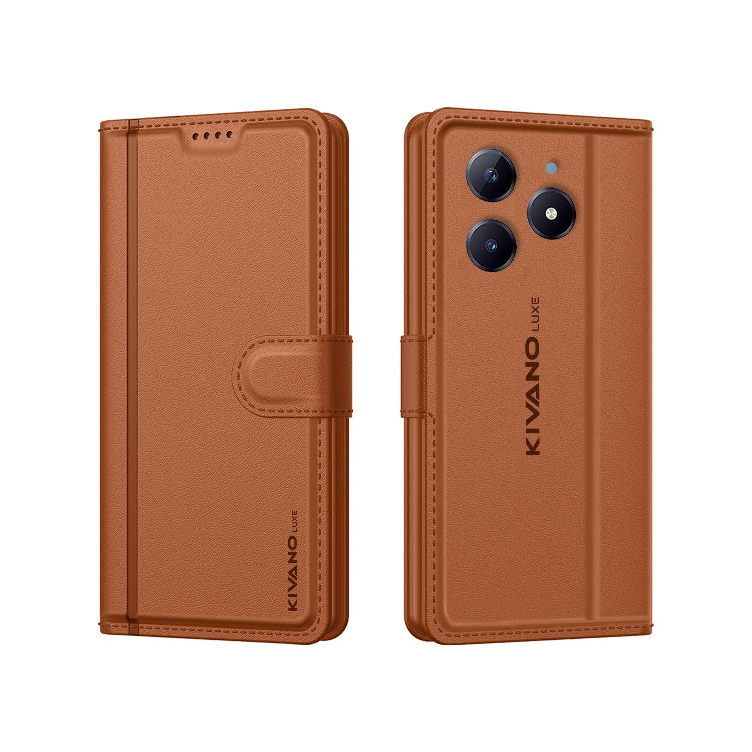 Leather Wallet Case for Realme Narzo N63 5g ?Stylish Flip Folio Cover with Card Holder, Stand -KIVANO LUXE - Aibex