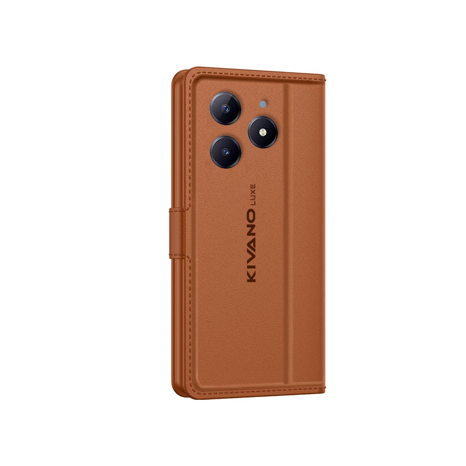 Leather Wallet Case for Realme Narzo N63 5g ?Stylish Flip Folio Cover with Card Holder, Stand -KIVANO LUXE - Aibex