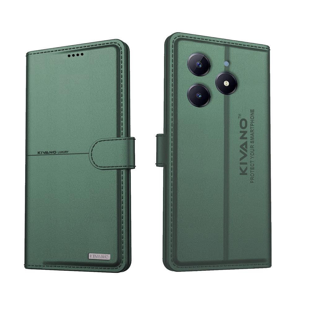 KIVANO Compatible with Realme Narzo N63 5G Flip Cover | Leather Finish | Inside Pockets & Inbuilt Stand | Shockproof Wallet Style Magnetic Closure Back Cover Case - Aibex