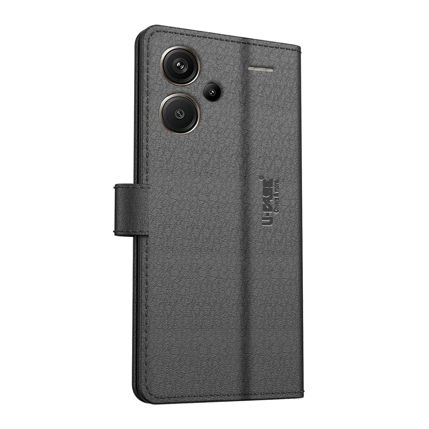 U-CASE Flip Cover for Redmi Note 13 Pro Plus Vegan Foldable Stand & Pocket Magnetic Closure - Aibex