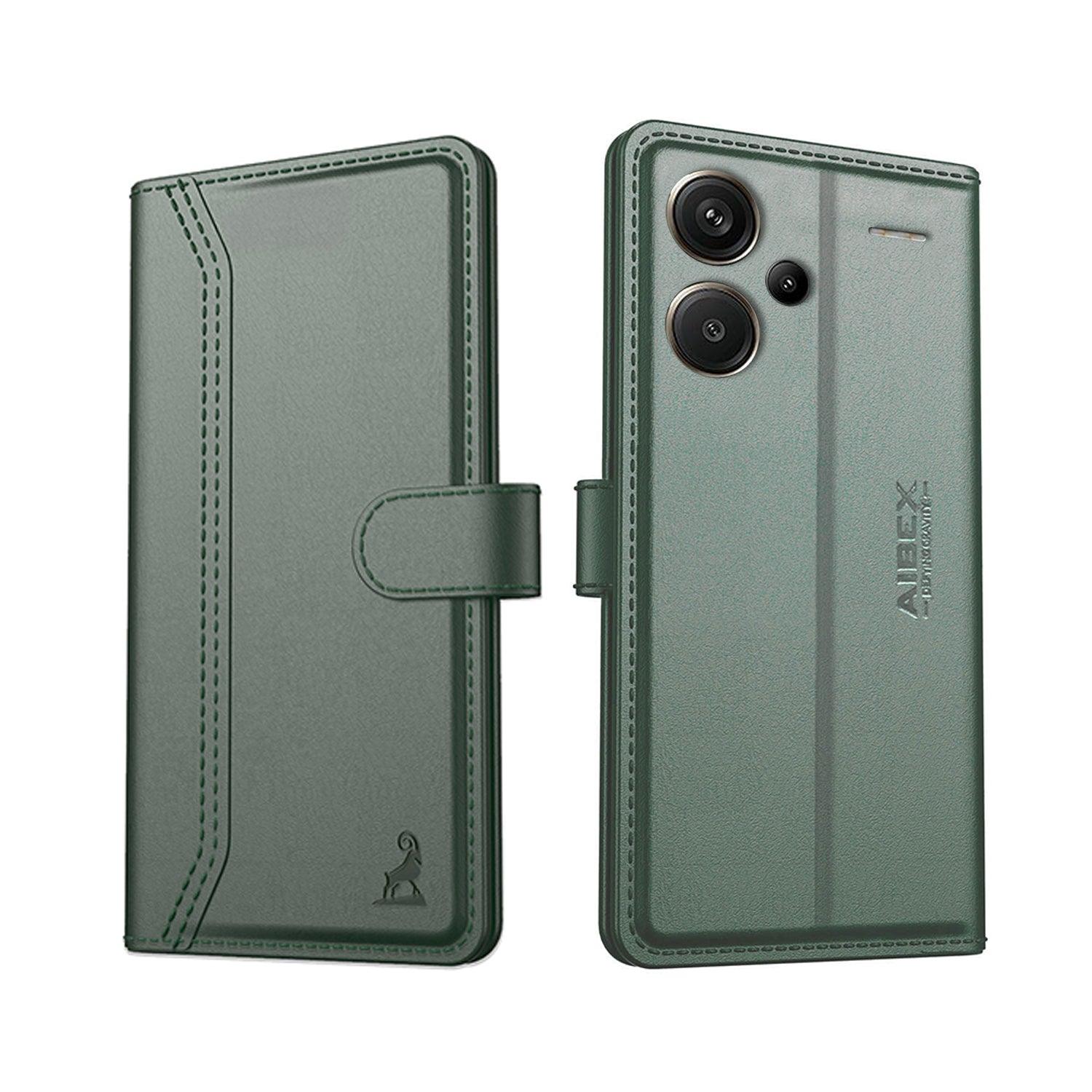 Poco M6 Plus Aibex PU Leather Flip Cover Foldable Stand & Pocket Magnetic Closure - Aibex