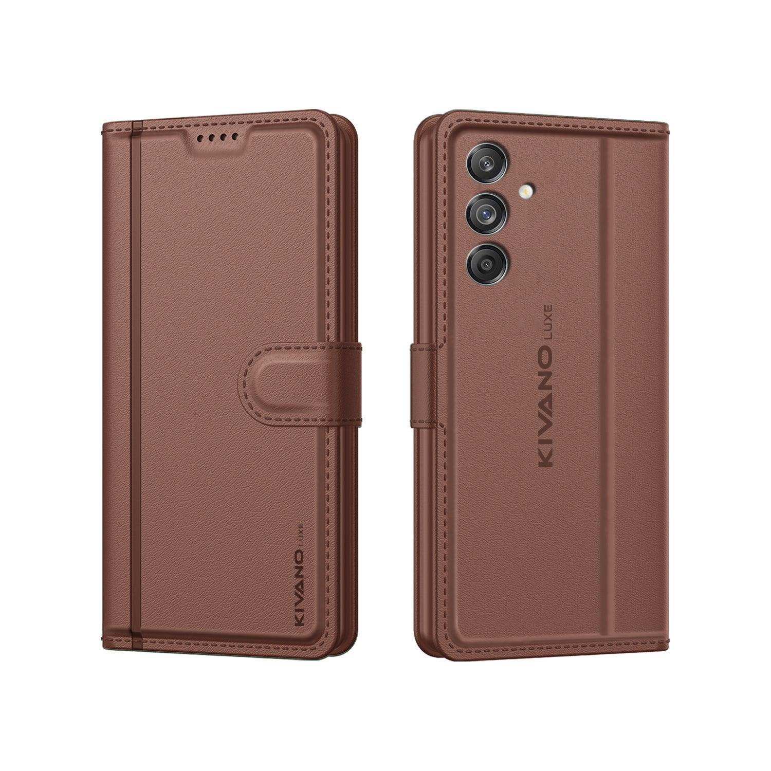 Samsung Galaxy M55 5G Leather Flip Cover & Mobile Card Holder - Kivano Luxe - Aibex