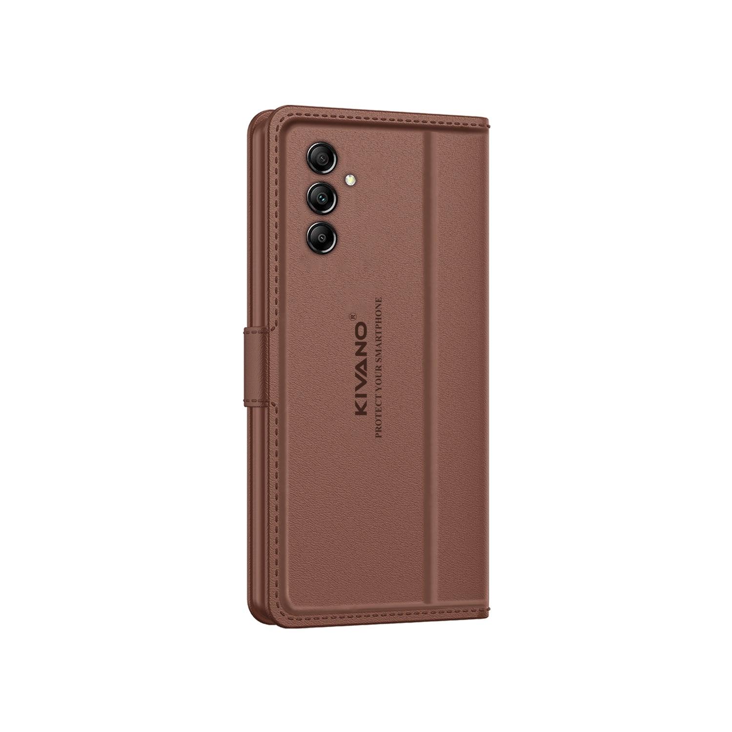 Leather Wallet Case for Samsung Galaxy A14 5G ?Stylish Flip Folio Cover with Card Holder, Stand -KIVANO LUXE - Aibex
