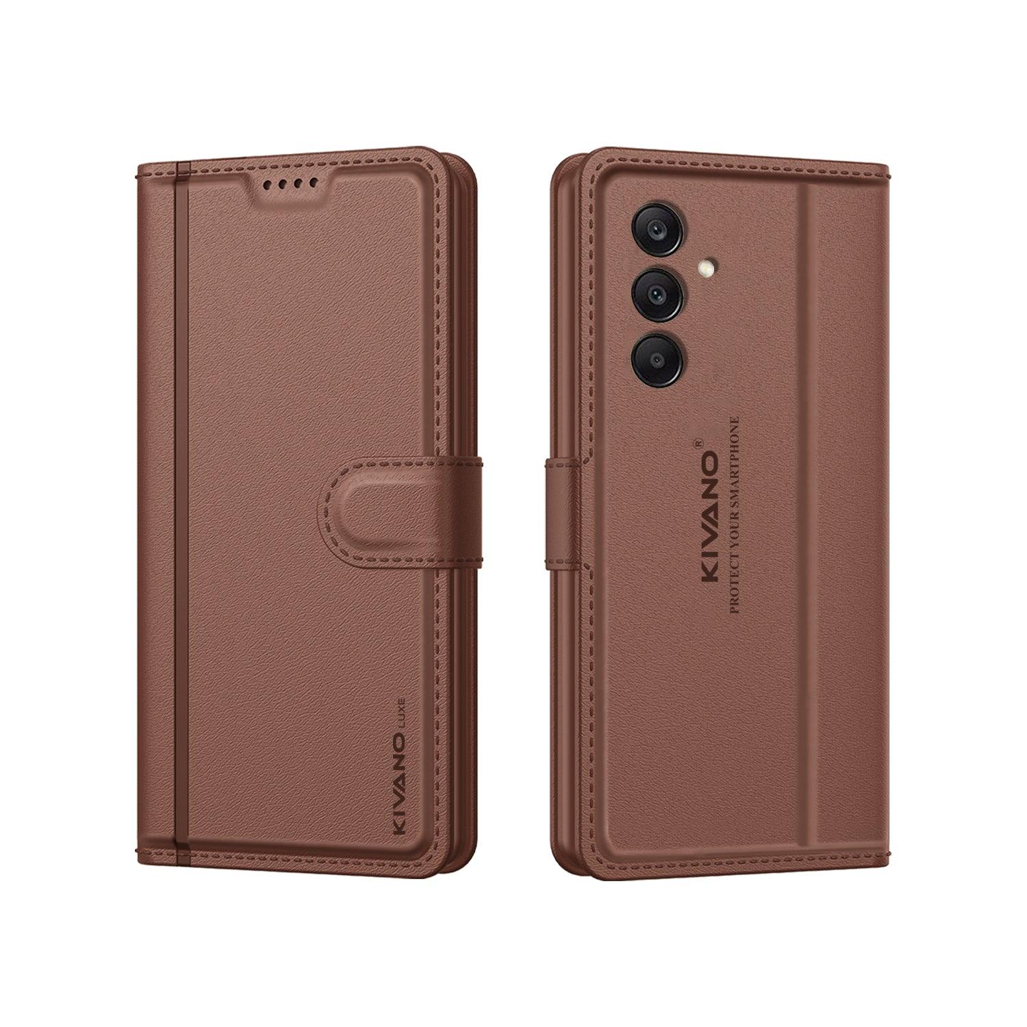 Leather Wallet Case for Samsung Galaxy A15 5G ?Stylish Flip Folio Cover with Card Holder, Stand -KIVANO LUXE - Aibex