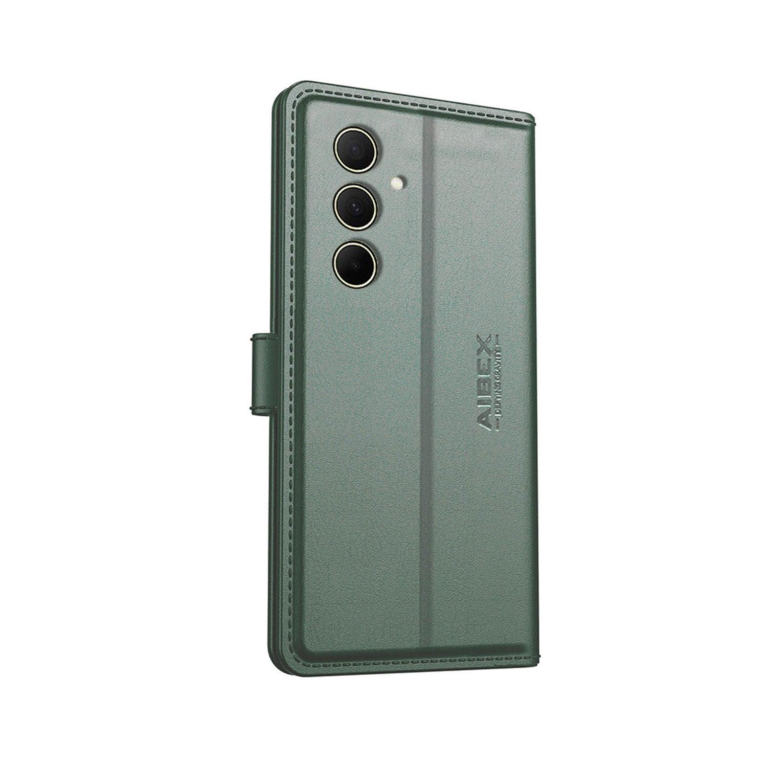 Samsung A16 Aibex PU Leather Flip Cover And Case Green