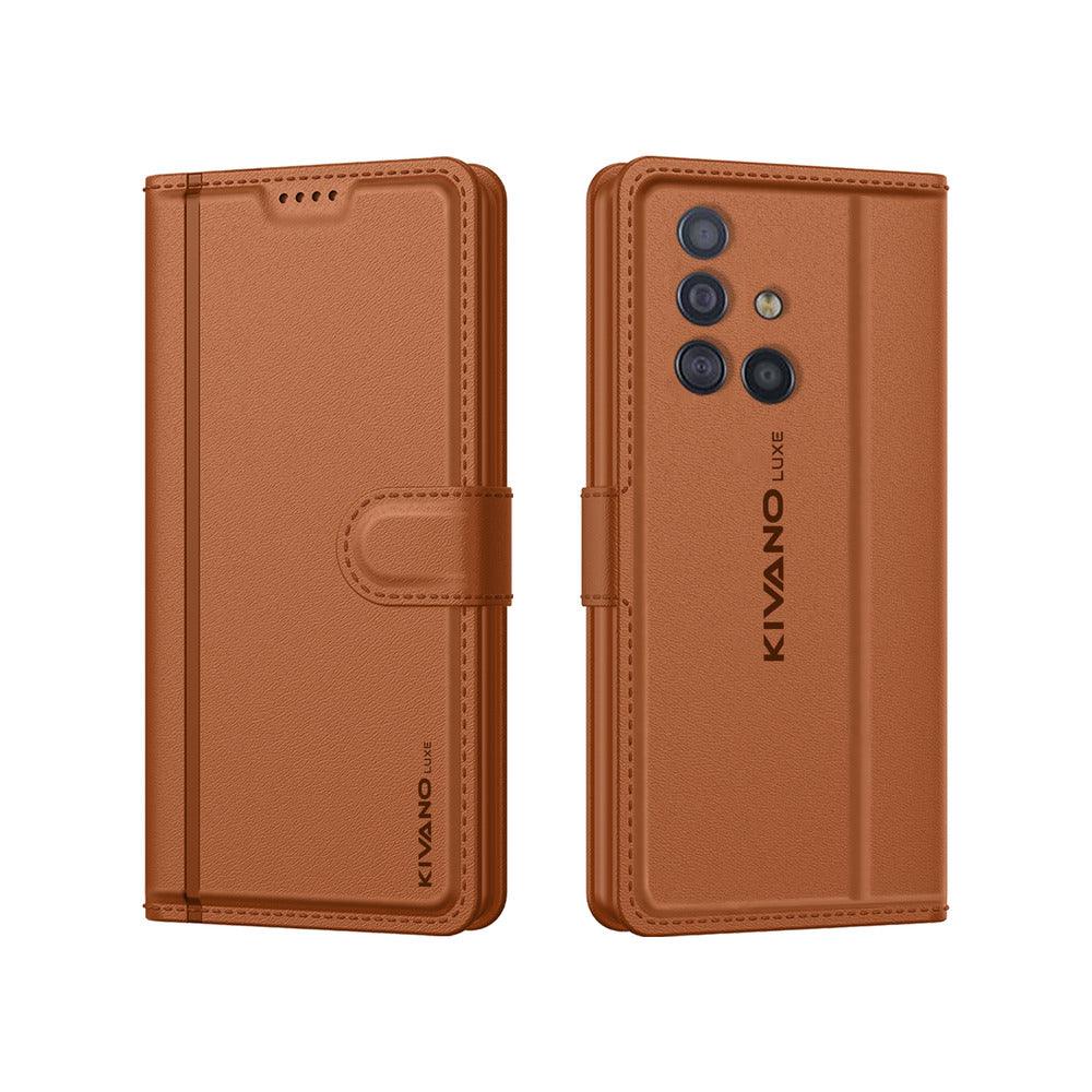 Samsung Galaxy A51 Leather Flip Cover & Mobile Card Holder - Kivano Luxe - Aibex
