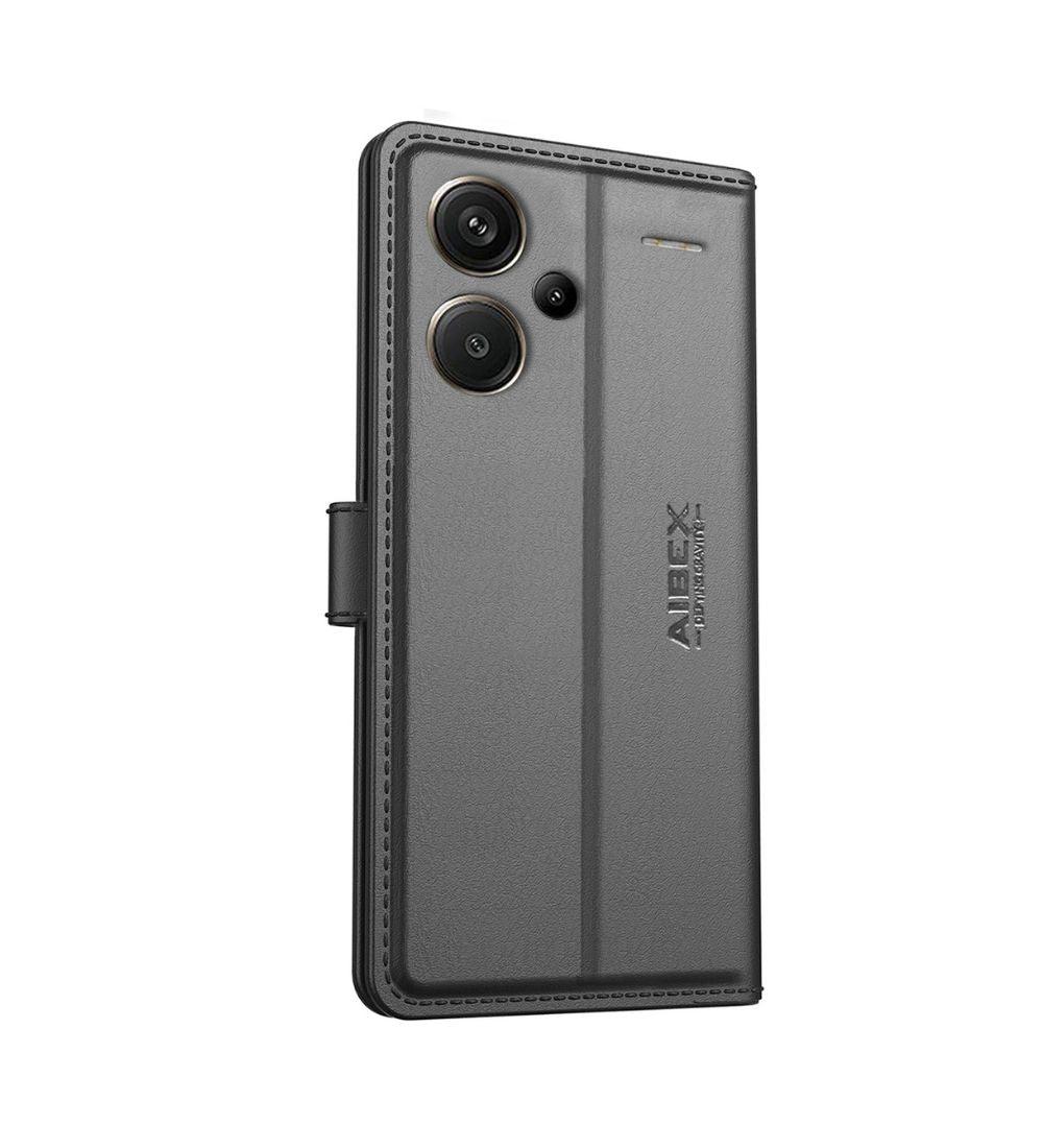 Leather Wallet Case for Xiaomi Redmi Note 13 Pro Plus 5G Stylish Flip Folio Cover with Card Holder, Stand, and RFID Protection -KIVANO LUXE - Aibex